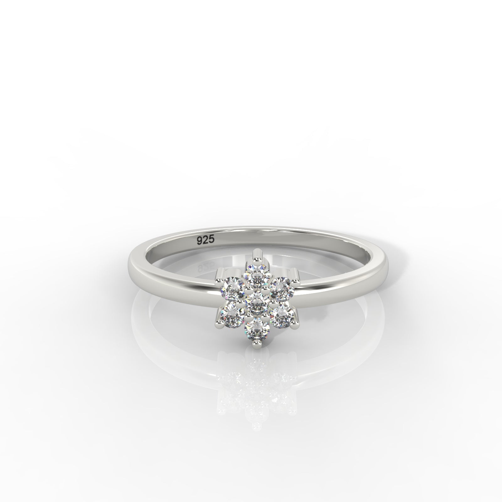 Flower Design Dainty Statement Ring, Hallmarked 925 Sterling Silver